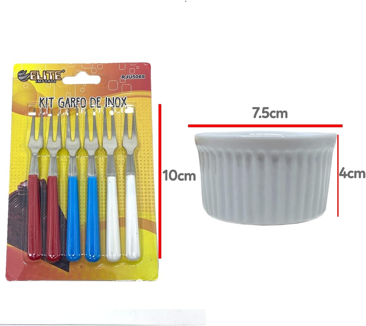Kit Petisqueira Redonda Madeira + 4 Facas Queijo + 4 Peças Vinho Com Molheira Ramekin e Garfinhos p/Petisco