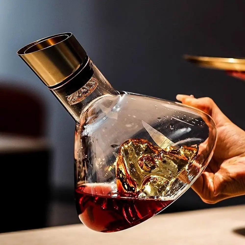 Decantador de vinho de vidro com aerador, filtragem de aço inoxidável