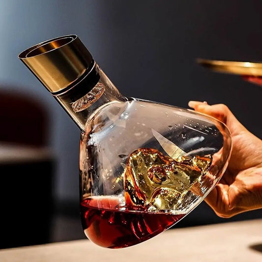 Decantador de vinho de vidro com aerador, filtragem de aço inoxidável