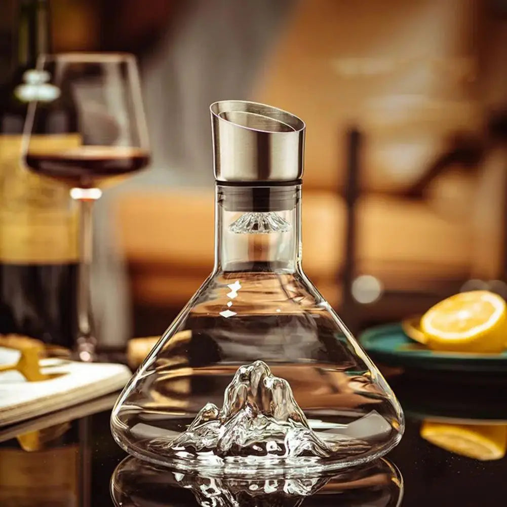Decantador de vinho de vidro com aerador, filtragem de aço inoxidável